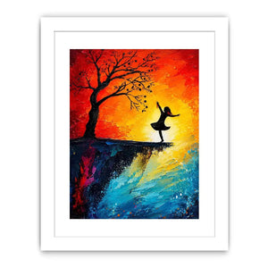 Dancing silhouette against fiery sunset