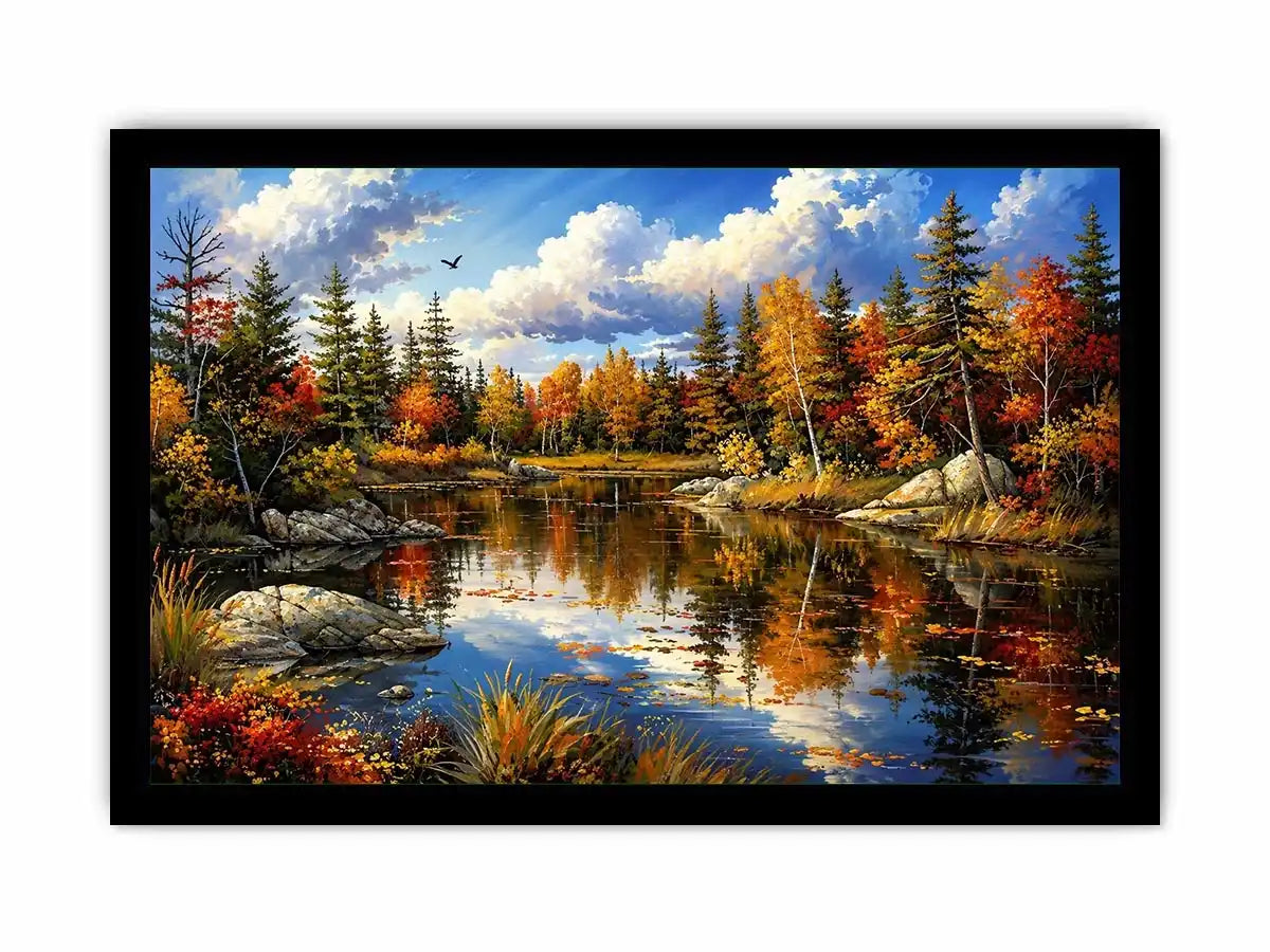 Autumn reflections at a serene lake