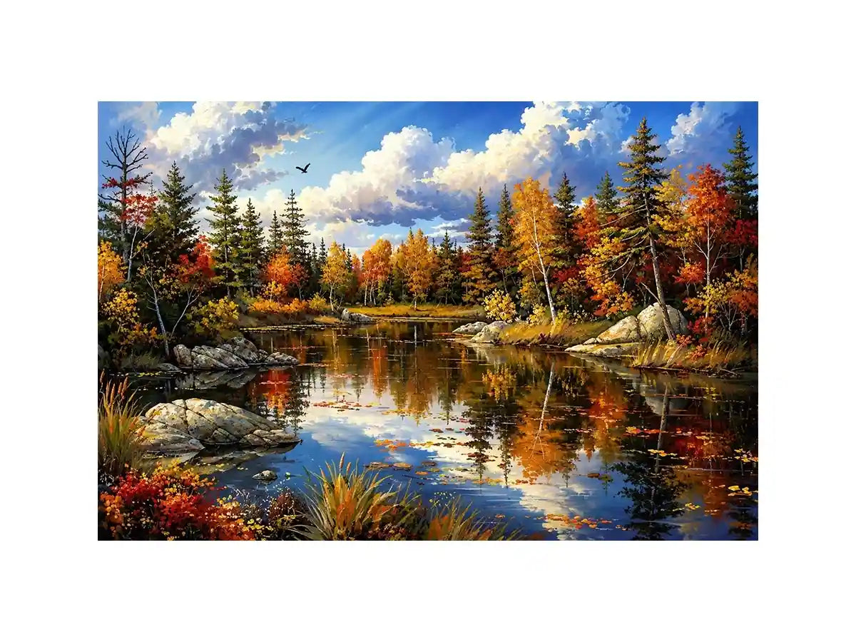 Autumn reflections at a serene lake
