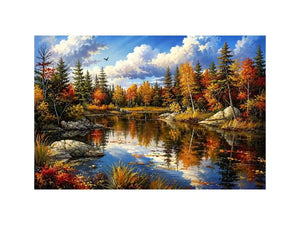 Autumn reflections at a serene lake
