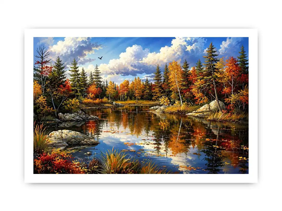 Autumn reflections at a serene lake