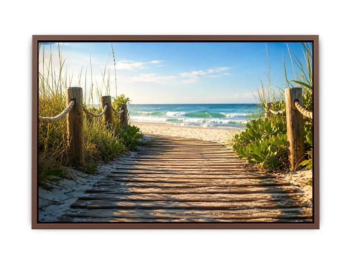 Serene beach pathway to the ocean