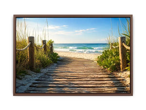 Serene beach pathway to the ocean