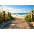 Serene beach pathway to the ocean