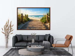 Serene beach pathway to the ocean