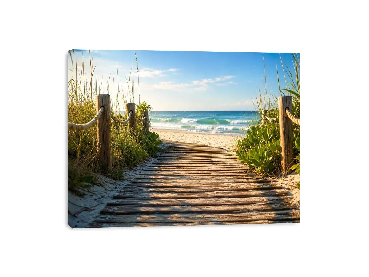 Serene beach pathway to the ocean