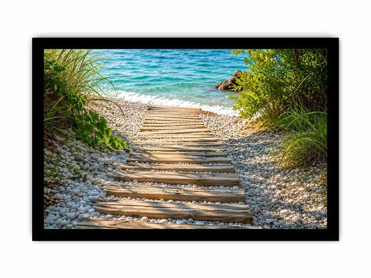 Sunny coastal path to the sea