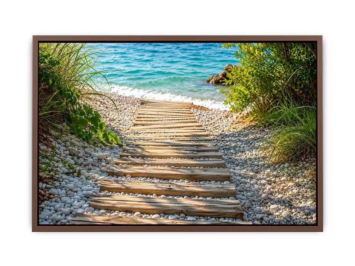 Sunny coastal path to the sea
