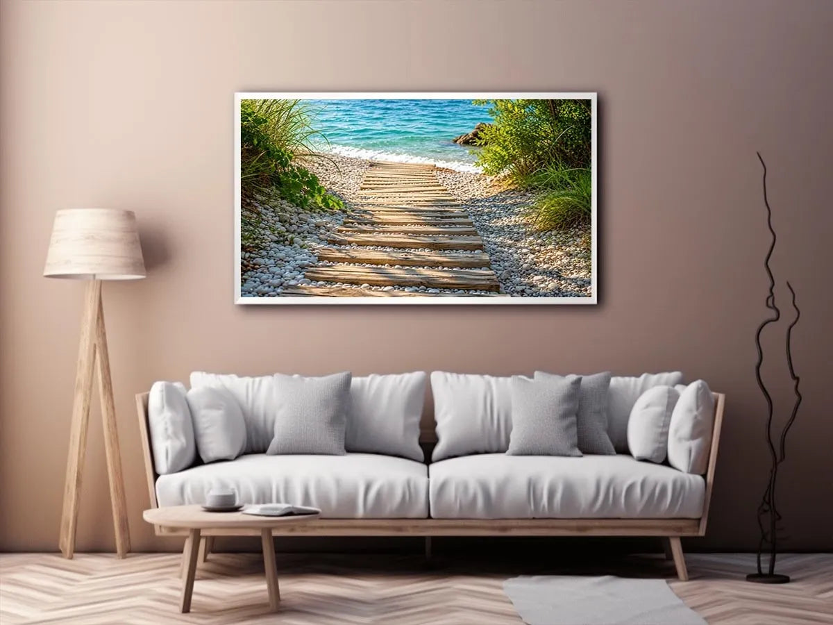 Sunny coastal path to the sea