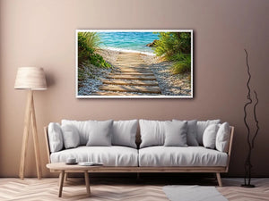 Sunny coastal path to the sea