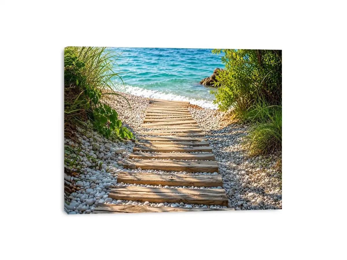 Sunny coastal path to the sea