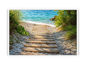 Sunny coastal path to the sea