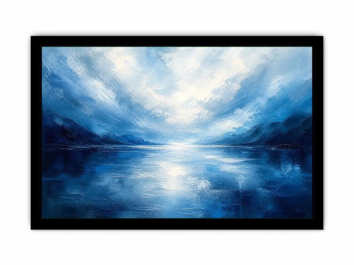 Serene blue fjord at dawn