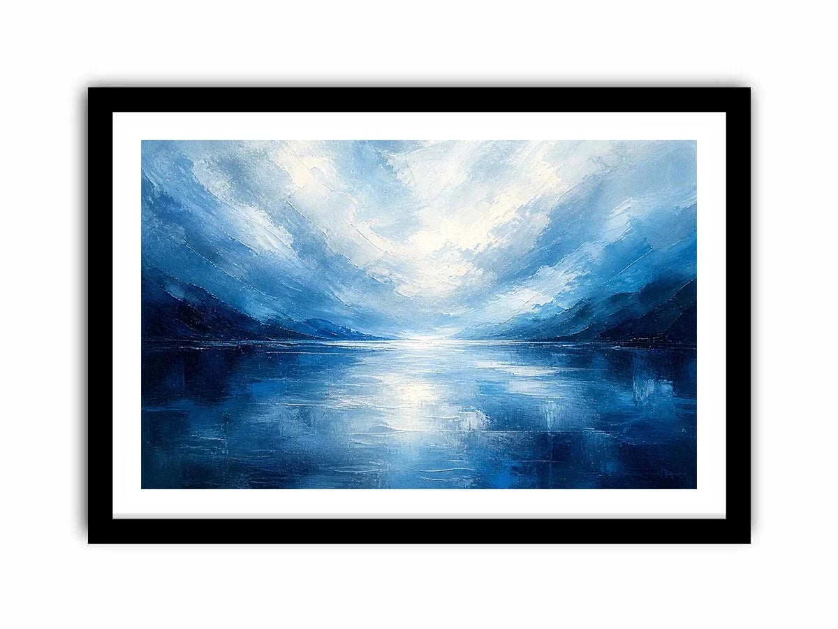 Serene blue fjord at dawn