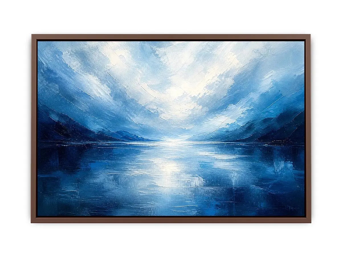 Serene blue fjord at dawn