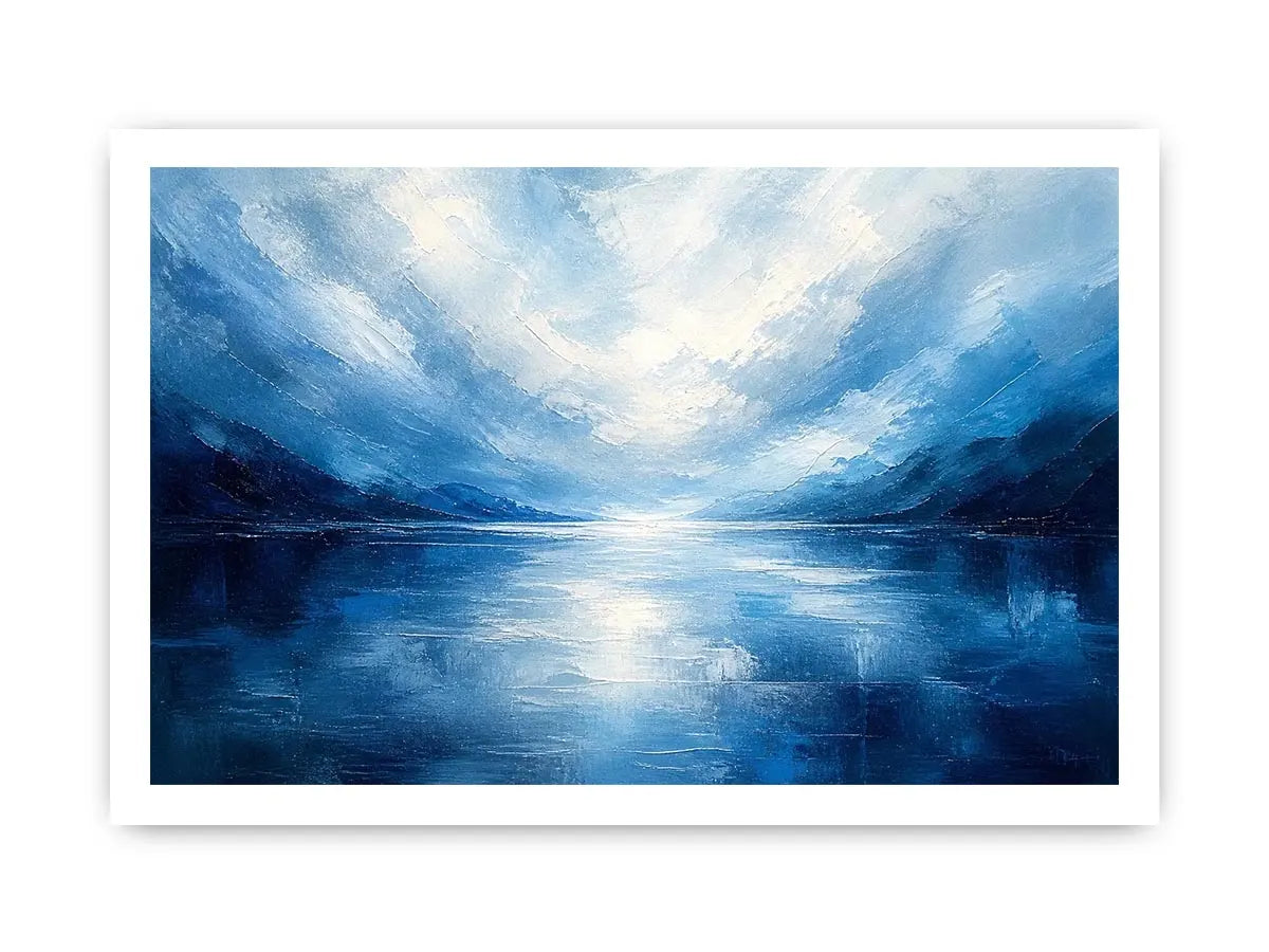Serene blue fjord at dawn