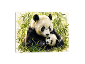 Tender panda embrace in bamboo grove