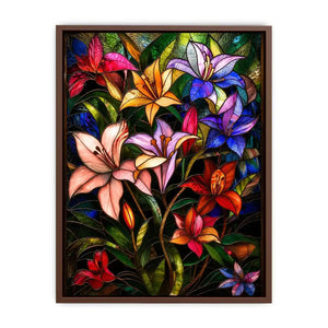 Vibrant stained-glass floral arrangement