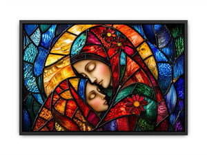 Mother and child in stained glass