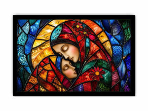 Mother and child in stained glass