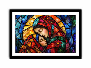 Mother and child in stained glass