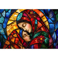 Mother and child in stained glass