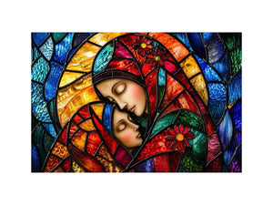 Mother and child in stained glass