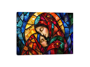 Mother and child in stained glass