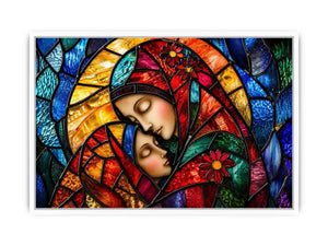 Mother and child in stained glass