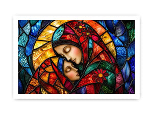 Mother and child in stained glass