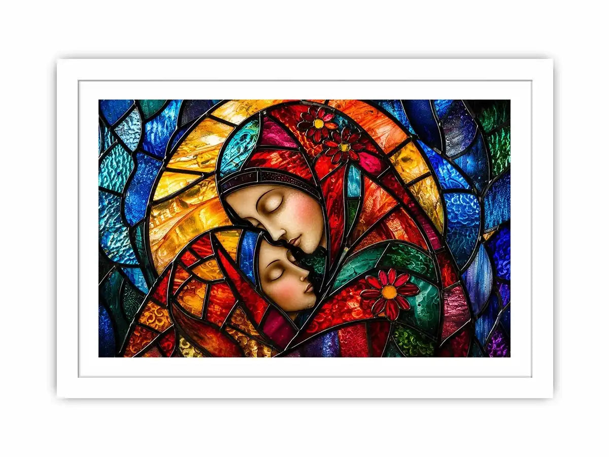 Mother and child in stained glass