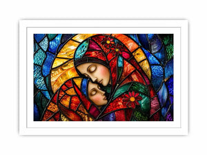 Mother and child in stained glass