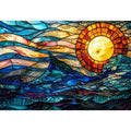 Stained glass ocean and sun mosaic