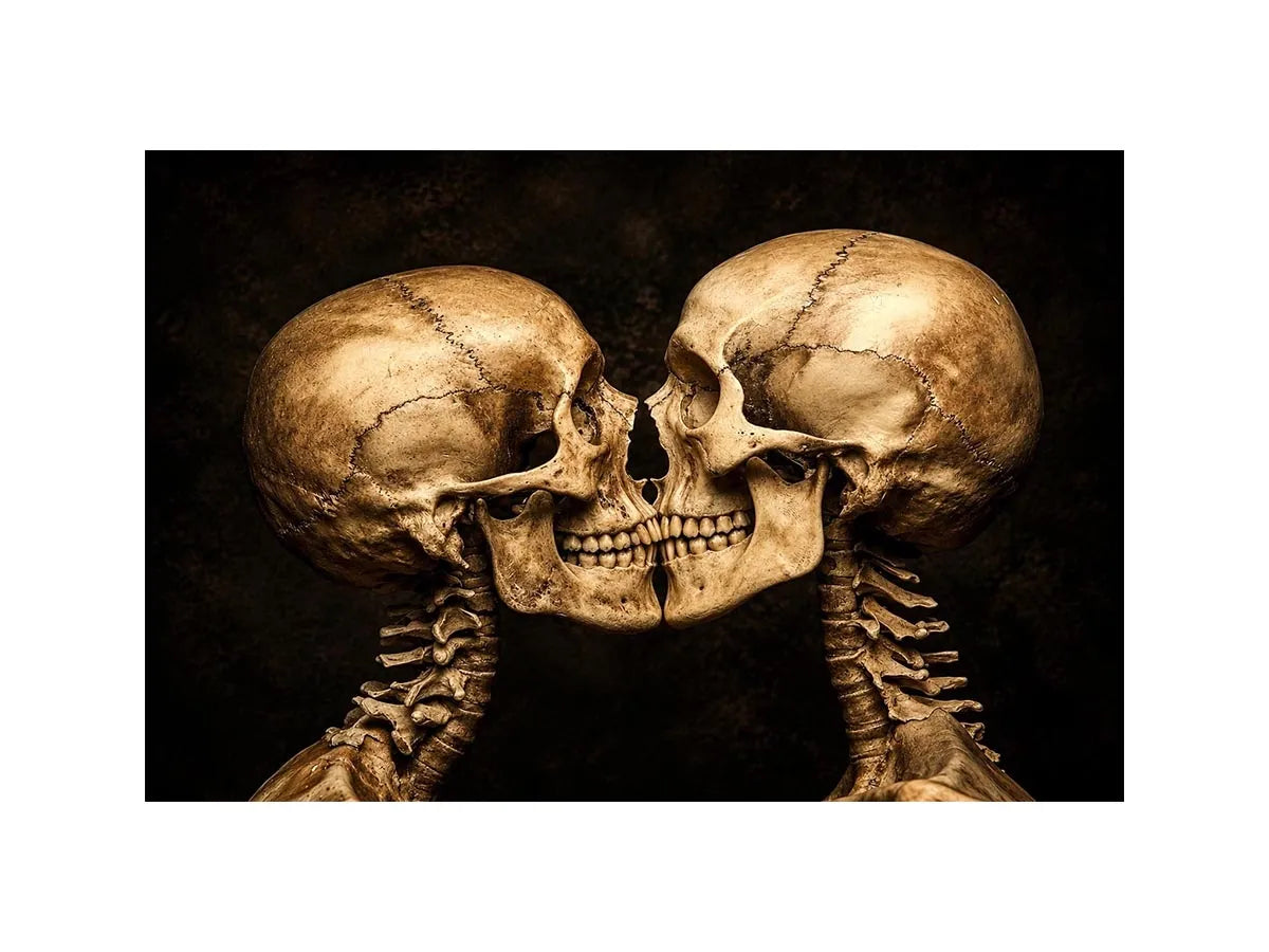 Intimate skeletons in dramatic lighting