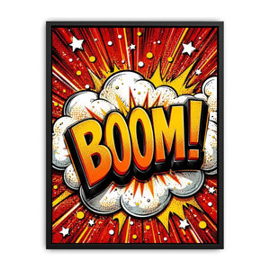 Comic explosion with bold BOOM!