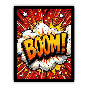 Comic explosion with bold BOOM!