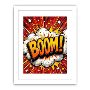 Comic explosion with bold BOOM!