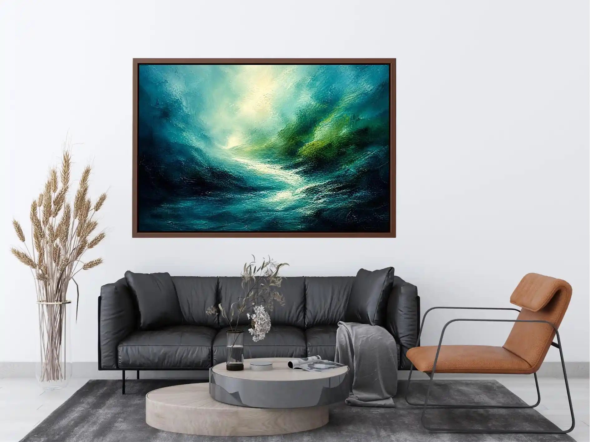 Misty coastal glow with swirling waters