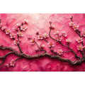 Cherry blossoms on textured pink canvas