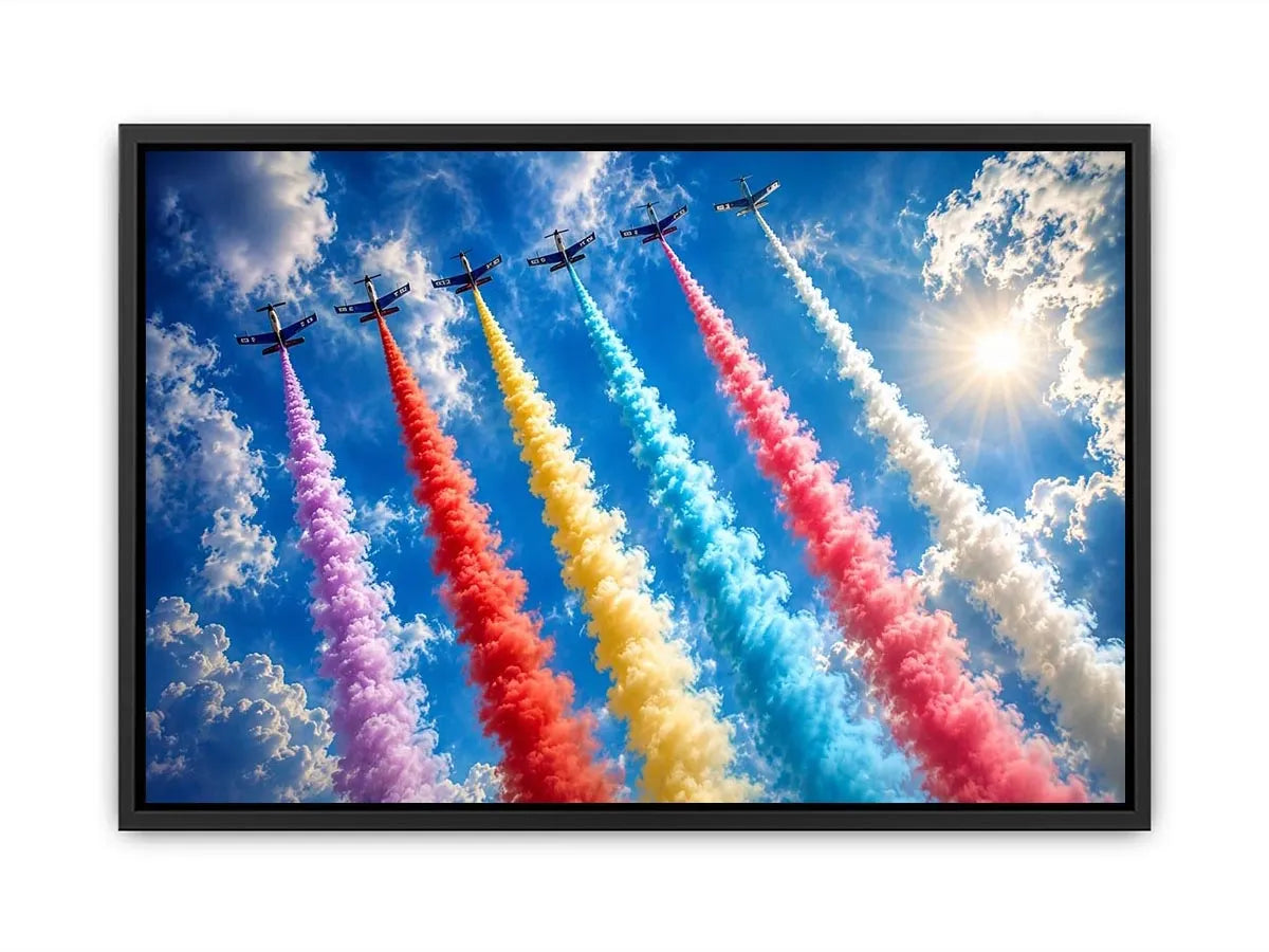 Flying Planes Rainbow Canvas Print