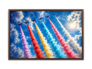 Flying Planes Rainbow Canvas Print