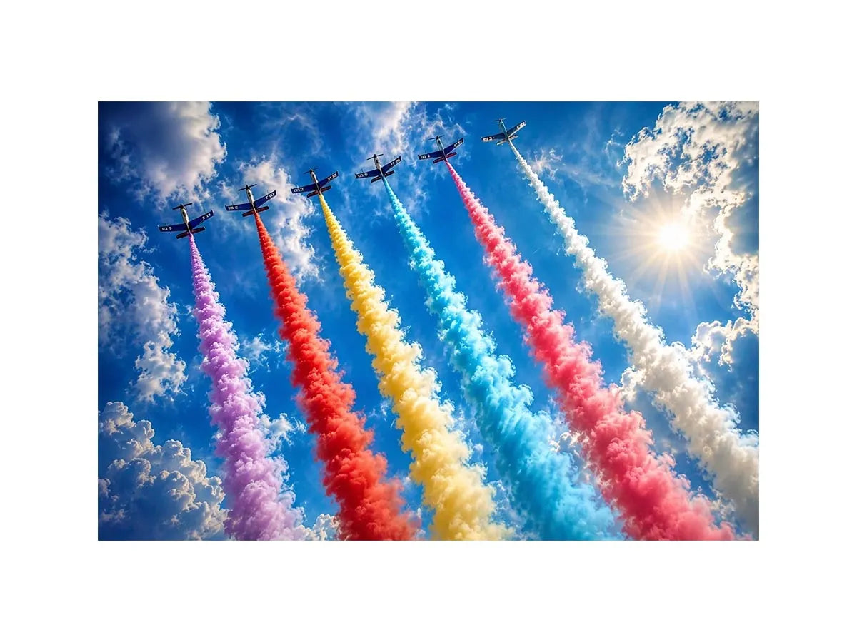 Flying Planes Rainbow Canvas Print