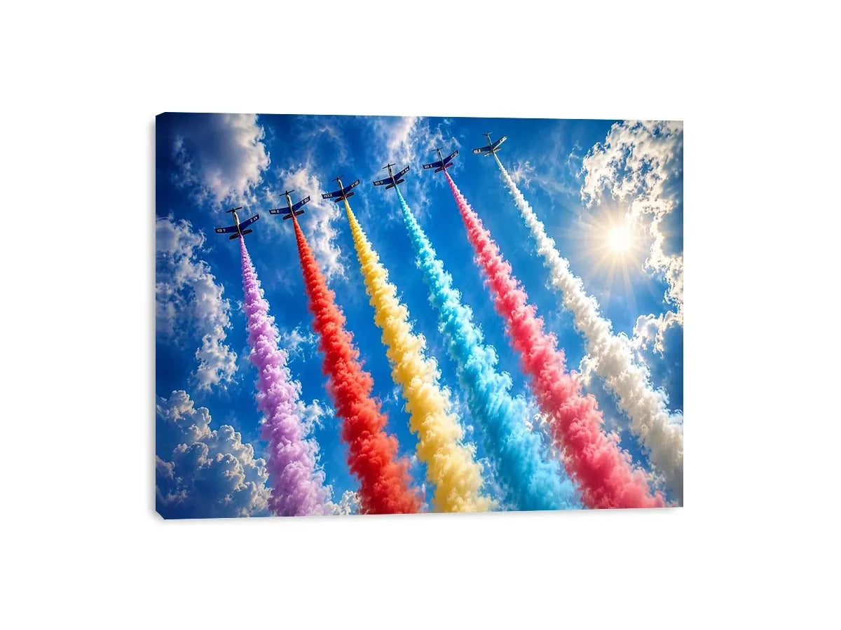 Flying Planes Rainbow Canvas Print