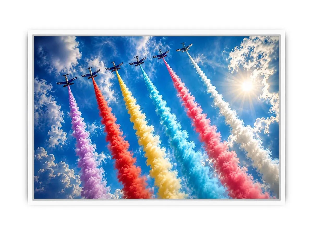 Flying Planes Rainbow Canvas Print