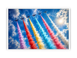 Flying Planes Rainbow Canvas Print