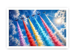 Flying Planes Rainbow Canvas Print
