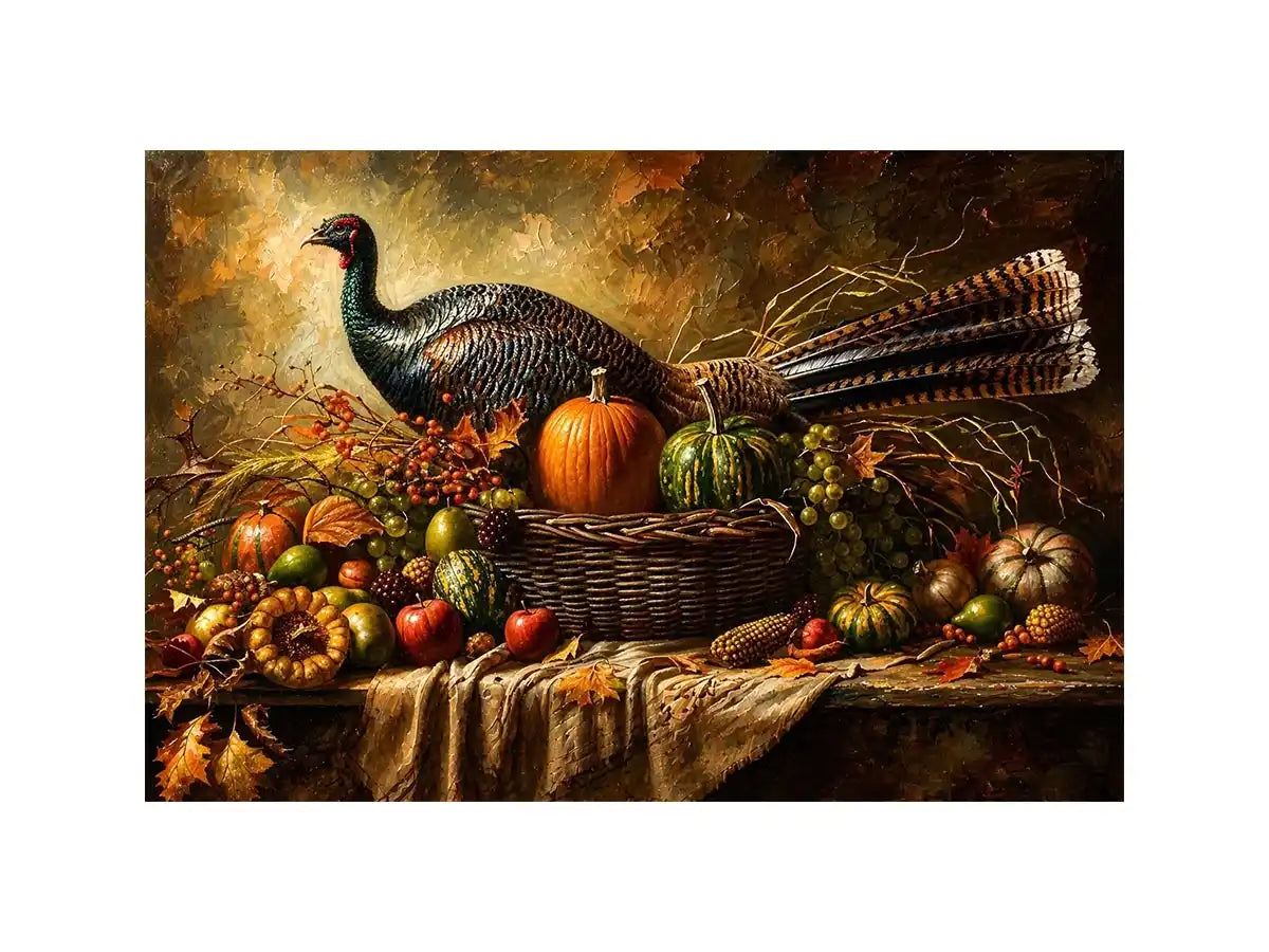 Autumn harvest bounty with turkey