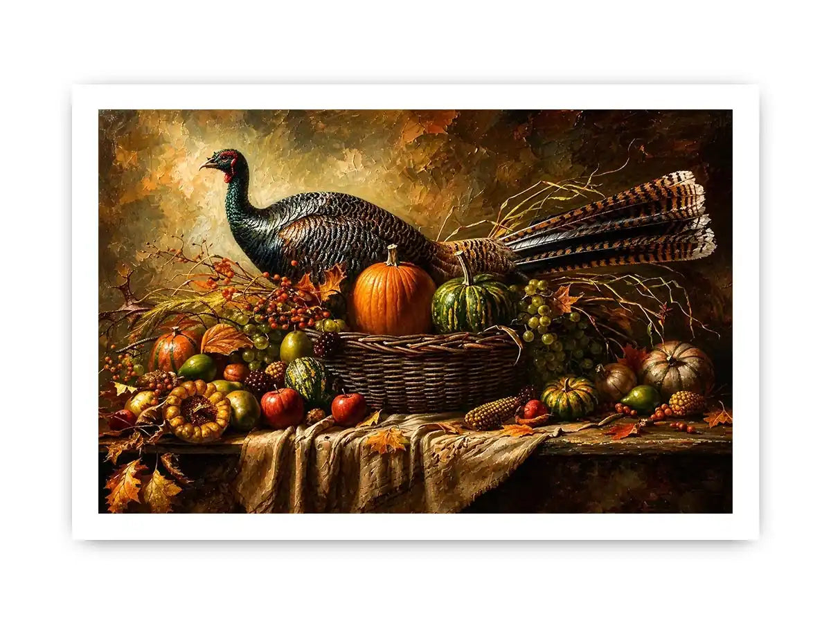Autumn harvest bounty with turkey