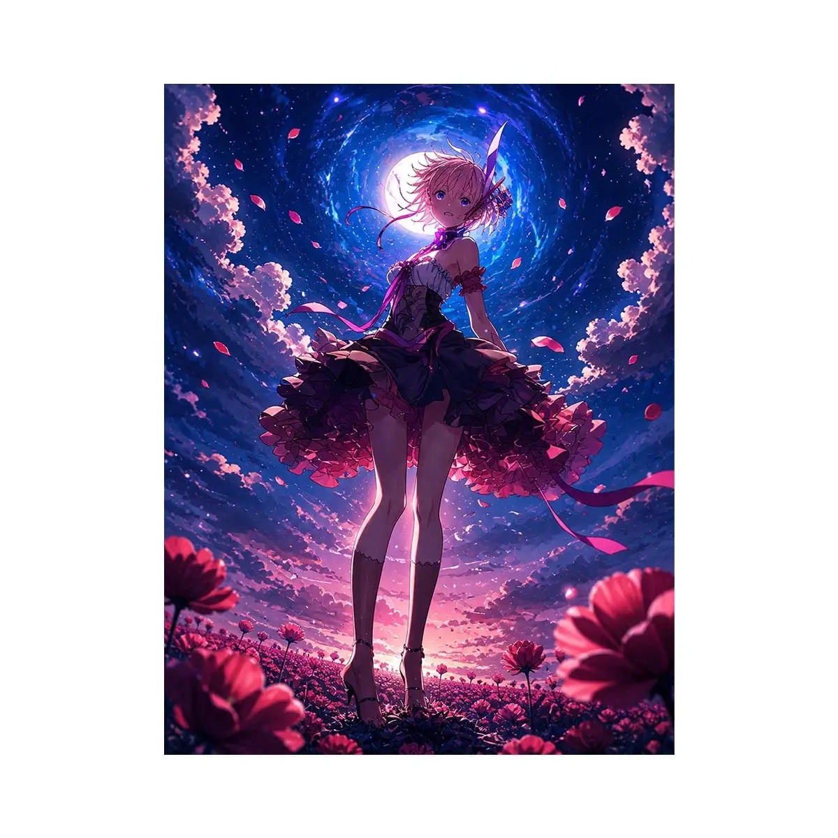Magical night in a flower field