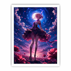 Magical night in a flower field